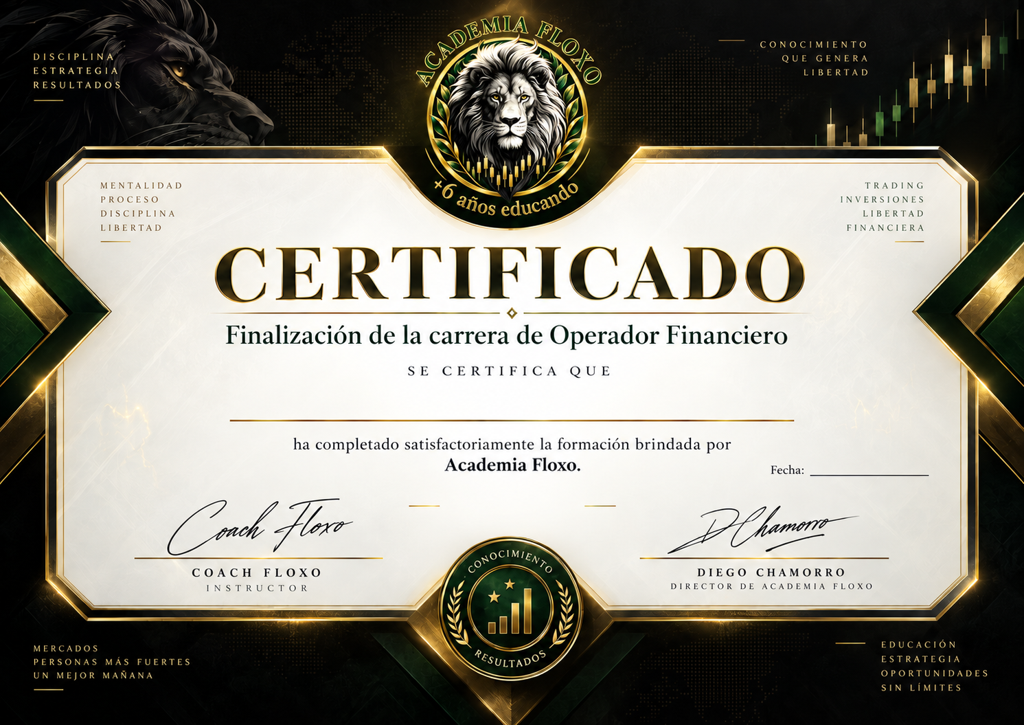 Certificado de finalizaci&oacute;n de la Carrera de Operador Financiero